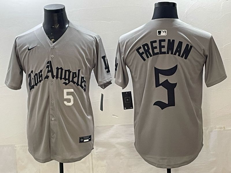 Men 2026 Los Angeles Dodgers #5 Freeman Grey Five generations Nike MLB Jersey style 0013->los angeles dodgers->MLB Jersey
